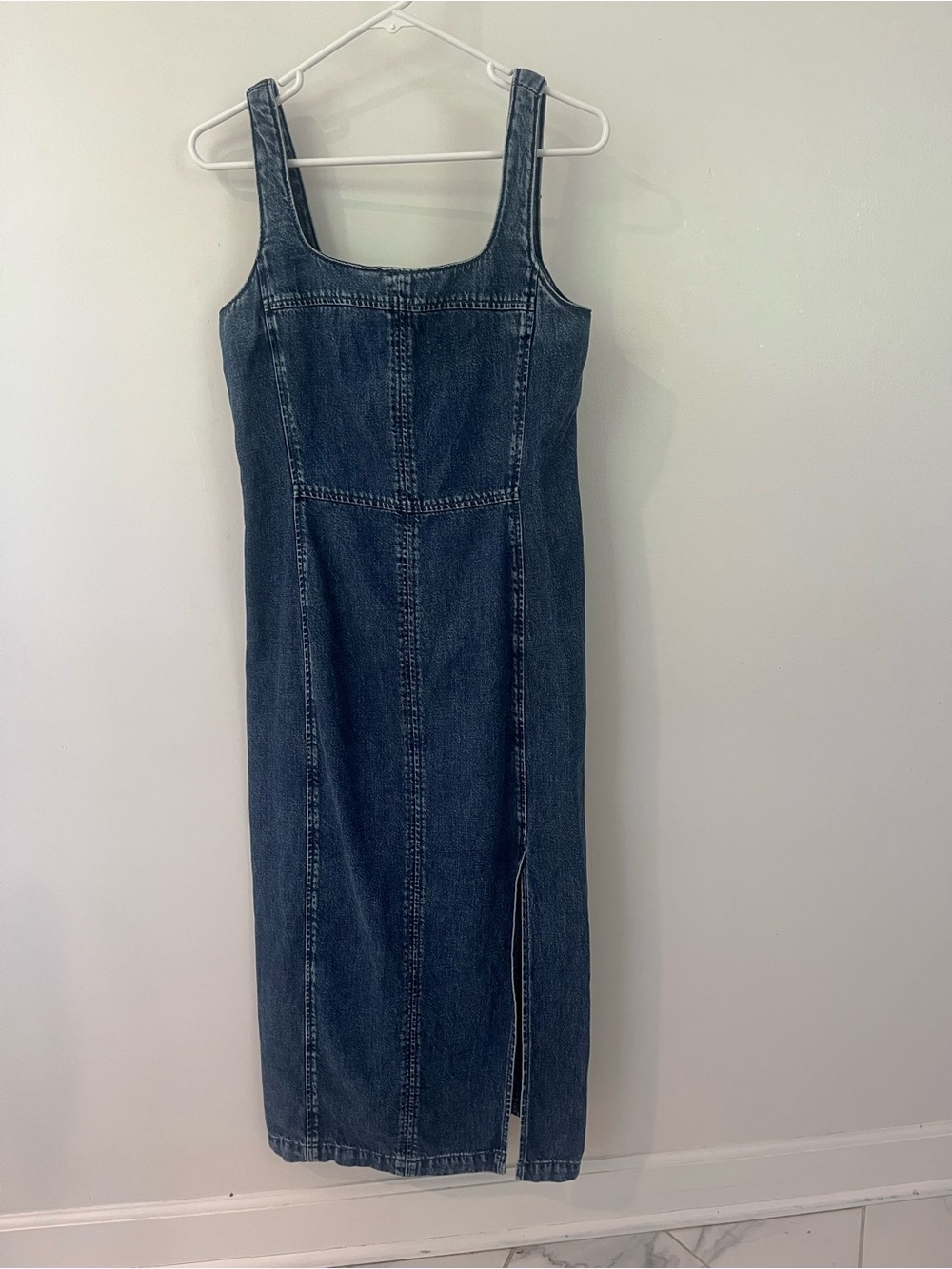 LOFT Dark Blue Denim Midi Tank Dress